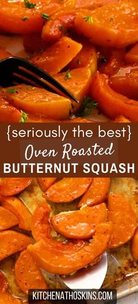 Learn how to make the best roasted butternut squash in oven using brown sugar and results in a caramelized exterior. This butternut squash recipe makes an easy vegetable side dish for Thanksgiving or Christmas. If you are wondering how to cut a butternut squash or should you peel the skin before baking, then this roasted butternut squash recipe is filled with tips and tricks to guide you along the way.