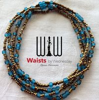 Frosted Blue & Gold African Waist Beads