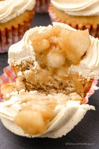 These Apple pie cupcakes are the perfect blend of cake and pie in one bite-sized treat - with a classic apple pie filling and topped with cinnamon buttercream.