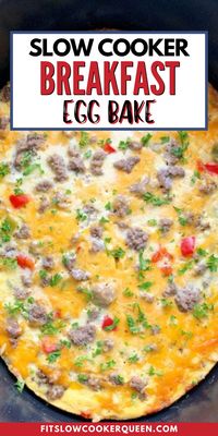 This slow cooker breakfast egg bake is made with eggs, hash browns, cheese, veggies, and the meat of your choice. This crockpot breakfast casserole will make your life so easy, from prep to clean up! Free up your oven and cook this breakfast casserole overnight in the slow cooker.