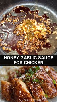 For this easy honey garlic sauce, you only need 3 ingredients to make honey garlic chicken in 15 minutes. #trychinesegoodies #honey #garlic #sauces #honeygarlicsauce