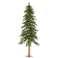 Vickerman Natural Alpine Artificial Christmas Tree Set featuring PVC tips. This set of natural alpines can be incorporated into any holiday or everyday rustic décor. Flat Metal stands are included.