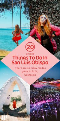 All the best unique things to do in San Luis Obispo + where to eat, stay and play! Kayak the ocean, see Sensorio, eat farm-to-table meals, hike dunes, wine taste and more are found on the central coast of California! There are so many hidden gems in SLO and I can't wait to show you all the fun activities in San Luis Obispo! Create your bucket list for SLO. Whimsy Soul