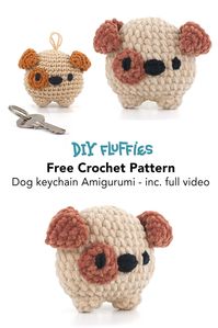 Crochet a cute dog amigurumi keychain with this free crochet pattern. This is is a small crochet projects which you can make in a few hours.