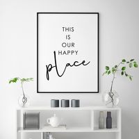 Printable quote poster - This is our happy place. Couple printable art It's a DIGITAL DOWNLOAD item. NO PHYSICAL PRINTS OR FRAMES WILL BE SHIPPED TO YOUR ADDRESS. You are purchasing Digital Files Only! INCLUDED FILES: High resolution (300 dpi) - 1 JPG file 8 x 10" - 1 JPG file 11 x 14" - 1 JPG file 16 x 20" - 1 JPG file 18 x 24" - 1 JPG file 24 x 36"  If you need a different size just leave a message at the moment of purchase. I will send the custom files to your email at no extra cost. HOW IT W