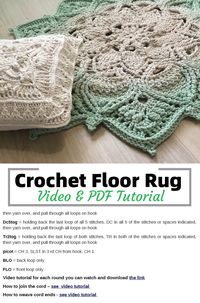 Crochet floor rug - Video & PDF tutorials by Oksana Lisova | 1Hobby1. Mandala crochet rug pattern. Text description in English, video in Russian. Macrame carpet for floor decorating in living room, bedroom, bathroom