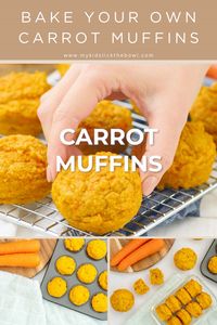 These Carrot muffins are completely loaded with carrots! An easy healthy recipe with no added sugar, the natural sweetness comes from the carrots. Perfect for kids, toddlers and baby led weaning #muffins #babyledweaning #muffinrecipe #babyfoods #pickyeaters #baby #babies #kids