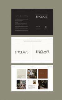 SERVICES: Custom Branding Design, Social Media Templates Nurturing the next generation of leaders and influencers, Enclave specializes in curating complete group packages for small business owners to connect their communities in person through hosted retreats. Their unique 10-bed, 10-bath venue is located in Tasmania, Australia. Brief: Clean, elegant, calming, simple, comforting , nurturing, earthy, minimal