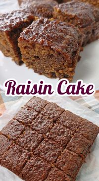 Raisin Cake! A vintage Depression-Era snack cake made with raisins, molasses and cozy spices without any eggs, milk or butter that’s super moist and perfectly sweet.