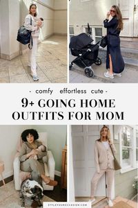 Looking for a cute and comfy going home outfit for mom after delivery? These 9 coming home outfit for mom after birth ideas are not only practical, but stylish too. See outfits for summer, winter, spring, and fall! And, many can be worn as a hospital outfit for mom too! These mom going home outfit ideas are good for a c section or natural birth, and make great gift ideas if you want to spoil the mom-to-be!