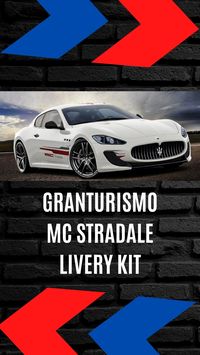 Turn your GranTurismo into the ultimate racecar with the Maserati livery kit. Highlight the sporty and aggressive exterior of the GranTurismo MC Stradale. The kit consists of RH and LH side liveries, application spatula for graphic items, and the application jig for adhesive parts.