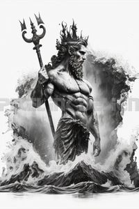 Tattoo Design Sketch of Poseidon on a clear background - Click and Get Hight Quality