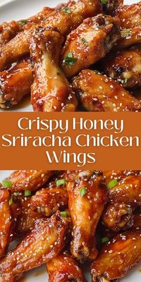 These Crispy Honey Sriracha Chicken Wings are the ultimate game day snack! 🍯🔥 Coated in a sweet and spicy honey-Sriracha sauce, these wings are crispy on the outside and juicy on the inside. Perfect for parties, gatherings, or a simple indulgent meal at home. Make them in the oven or air fryer for extra crispiness! 👉 Pin now and get ready to make these irresistible wings! #HoneySrirachaWings #ChickenWings #GameDayFood #SpicyRecipes #Appetizers #FingerFood #AirFryer