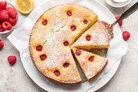 Lemon Ricotta Cake with Raspberries