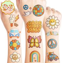 Amazon.com : 96PCS Groovy 70s Temporary Tattoos Birthday Party Decorations Favors Flower Power Good Vibes Retro Cute Tattoos Sticker Gift for Kids Boys and Girls, Prizes Themed Baby Shower Supplies : Beauty & Personal Care