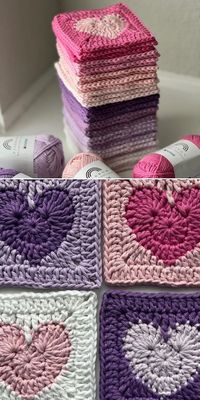 Crochet Heart Granny Square Ideas & Patterns | Crochetpedia