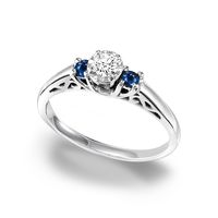 This elegantly designed diamond and sapphire ring from Cambridge is the perfect gift for an anniversary, special occasion, or a promise ring. Crafted from sterling silver with a high polish finish and