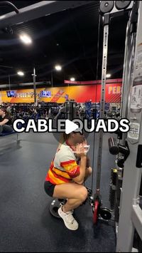 Emily Buwalda on Instagram: "📥 drop these CABLE GOBLET SQUATS into your next quad or lower body day! 🔥
•
🧨 pro tip - use a cable attachment that is the most comfortable for you! 🔥
•
❀  put the cable as low as it can go. 💯
❀  add the attachment of your choice. I either use the attachment in this video, or the v-bar tricep attachment. Those works the best for me. 💯
❀  if you use the attachment in the video, scoop your thumbs under the bar so you have a neutral grip on it. 💯
❀  hold the bar at chest level during the reps to mimic a “goblet squat”. 💯
❀  I highly recommend adding a plate underneath your heels! This adds more benefits to this exercise. 💯
❀  elevating your heels puts MORE emphasis on your quads. It also adds MORE range of motion to the movement and allows you to get deep