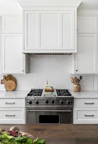 White Herringbone Backsplash Tiles