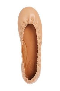 A tonal drawstring cinches the scalloped topline of a charming ballet flat expertly crafted from supple kidskin. A naturally breathable leather lining provides day-long comfort. Slip-on style. Padded footbed. Leather upper and lining/rubber sole. By See by Chloé; imported. Salon Shoes.