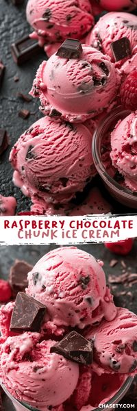 Raspberry Chocolate Chunk Ice Cream [40 Minutes] - Chasety