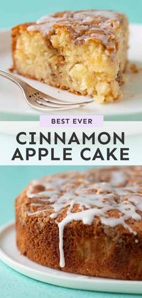 A deliciously easy Cinnamon Apple Cake made from scratch. This soft and tender Apple Cake is packed with fresh apples and features a crunchy cinnamon topping and a drizzle of sweet frosting. Recipe from sweetestmenu.com #cake #cinnamon #recipe #baking