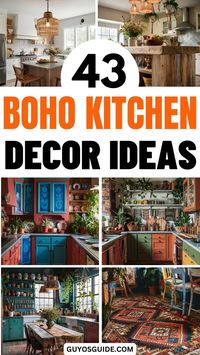 Boho kitchen decor ideas bring warmth and charm to your space. Explore 43 unique boho kitchen designs, from earthy tones to eclectic textures that create a cozy, laid-back vibe. Add natural elements like wood and plants, along with vintage accents for a personal touch. Whether you're looking for boho-chic accessories or rustic decor, find inspiration to transform your kitchen into a boho haven.