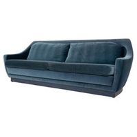 Art Deco Style Blue Velvet Sofa, The Netherlands at 1stDibs