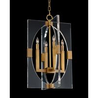 Acrylic and Brass Frame Four-Light Pendant - Fixed Lighting - Lighting - Our Products