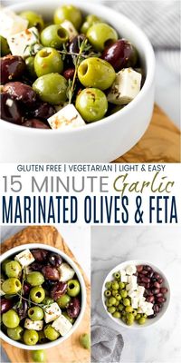 Make your own marinated olives in just 15 minutes! These quick easy Garlic Marinated Olives & Feta recipe takes minutes to make with only 6 ingredients! A mixture of olives, herbs, cheese and spice make this absolutely delicious, easily prepped and guaranteed to be the hit.  #holidayrecipes #holidayappetizers #partyfood