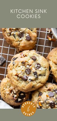 With a soft, chewy center and a lightly crisp, browned edge, these Kitchen Sink Cookies (or Everything Cookies) may just be the best cookie recipe I’ve ever had!