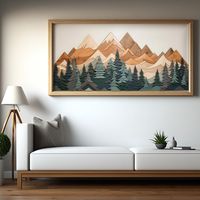 Lakelzdecor Mountain Wood Inspired Wall Art Cabin Art Framed - Etsy