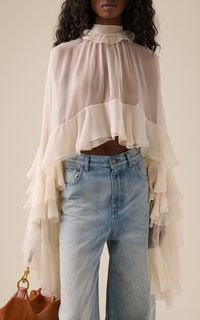 Ruffled Organic Silk Crop Top By Chloé | Moda Operandi