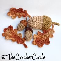 Crochet autumn decoration oak leaf and acorn