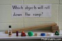 What can preschoolers learn from ramps? How about the beginnings of motion, speed, distance...