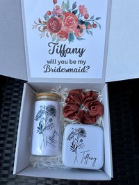 Personalized Bridesmaid Gift Box Set Custom Name Bridesmaid Proposal Box, Bridal Party Gift Boxes, Gifts for her, Will you be my Bridesmaid Personalized Birth Month Flower Gift Box with Name, Will You be My Bridesmaid Box Set, Personalized Gift Box, Birthday Gift, Jewelry Box Bridesmaid Proposal Box Personalized Gift Blush Will You Be My Bridesmaid Personalised Gift Box Set Maid of Honor Glass Can Coffee Cup  Box Perfect gift for yourself, your friends, your family or for your loved ones on Anni