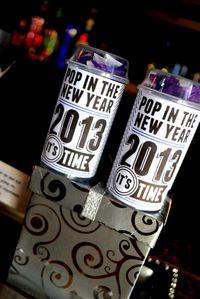 Fun poppers at a New Year's Eve party!  See more party ideas at CatchMyParty.com!  #partyideas #newyears