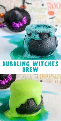 Bubbling Witches Brew Science Experiment. Baking soda and vinegar Halloween science experiment for kids