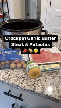 Crockpot Garlic Butter Steak & Potatoes INGREDIENTS: •Lean beef stew meat - 1lb •Bag of baby potatoes •Butter •Minced… | Instagram