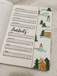 Bullet journal, 2024, habit tracker, winter wonderland #bujo #bulletjournal #winterwonderland #snowglobe #bujoinspo #habittracker