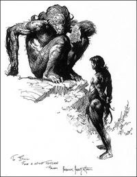 Edgar Rice Burroughs’ Great Man Brute, an illustration by Frank Frazetta.