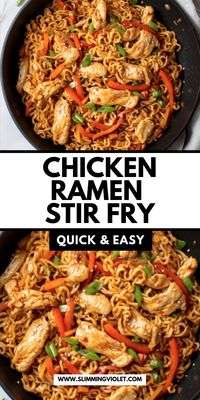 Upgrade your ramen with this tasty Chicken Ramen Stir Fry! Packed with tender chicken, noodles, and fresh veggies, this dish is ready in no time and full of flavor. It’s a perfect quick dinner option when you're craving something warm and satisfying. Check out the recipe and save it for a fun twist on traditional ramen!