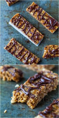 Sunflower Seed Butter Granola Bars with Chocolate Drizzle (no-bake, vegan, GF) - Move over Quaker. These healthy granola bars are soft, super chewy & packed with flavor!