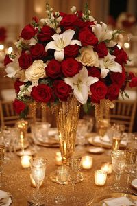 Fall Inspired Red Rose Centerpiece