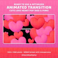 Cute Love Heart Animated Stream Transition | Twitch Transition, OBS, Stream Assets, Stinger, Kawaii, Transparent Background