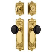 With its distinctive repeating border and pretty floral details, the Egg & Dart Entry Set resonates with grand style. Add a traditional touch with the pure White Porcelain knob for a simple, yet vintage, look. The single-cylinder deadbolt features top-quality internal components for smooth, long-lasting operation. All Nostalgic Warehouse products are made from solid forged brass for durability and beauty. Nostalgic Warehouse Finish: Black/Polished Brass, Backset: 2.375 | Nostalgic Warehouse Egg & Dart Entry Set w / Porcelain Knob 12.75 H x 2.63 W x 2.55 D in yellow / black in Black / Polished Brass | 12.75" H X 2.63" W X 2.55" D | Wayfair