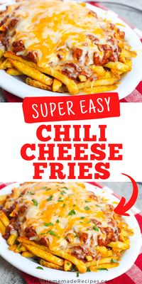 Easy Chili Cheese Fries – This dish is made with baked frozen French fries seasoned with seasoning salt and topped with chili sauce and chili beans Then it is topped with shredded cheese before being placed under the broiler to melt the cheese! Garnish with parsley and enjoy! Great with homemade ranch dressing!