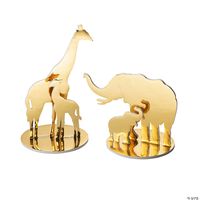 Your guests will go wild for this stunning safari centerpiece set. Featuring a mama giraffe and calf on one tabletop base and a mother elephant and her young ...