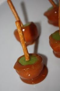 These are brilliant, bite sized caramel apples...not so messy to eat.