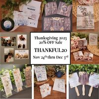 Don't miss the Thanksgiving sale starting this Friday thru Dec 3rd. - Promo Code: Thankful20 All designs are 100% customizable and can be updated to coordinate with your specific theme/color scheme.